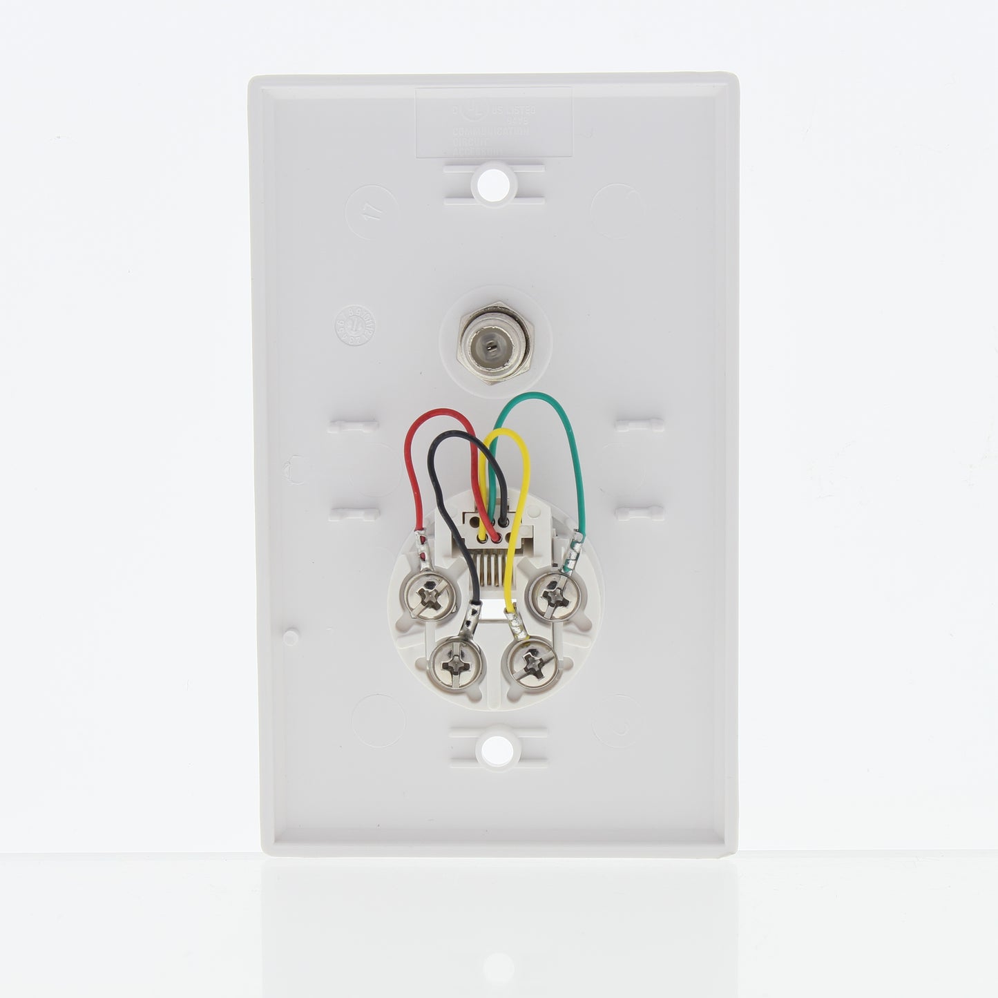 Eaton White 4-Wire Telephone Phone Jack Coaxial Cable Standard Wallplate 3535-4W
