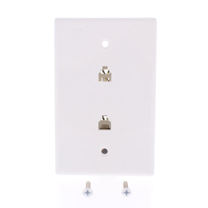 Eaton 3547-4W White 1-Gang 4-Wire Telephone Jack Nylon Mid-Size Wallplate Cover