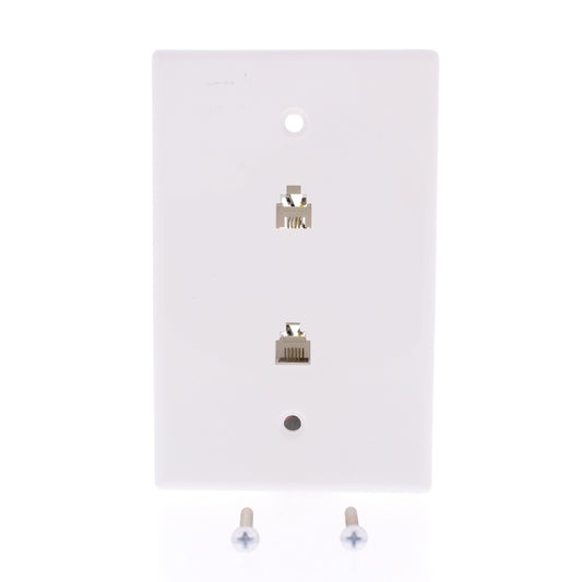 Eaton 3547-4W White 1-Gang 4-Wire Telephone Jack Nylon Mid-Size Wallplate Cover