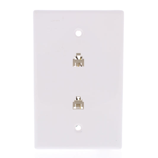 Eaton 3547-4W White 1-Gang 4-Wire Telephone Jack Nylon Mid-Size Wallplate Cover