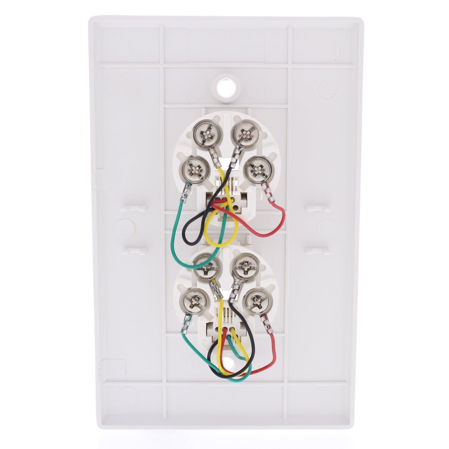 Eaton 3547-4W White 1-Gang 4-Wire Telephone Jack Nylon Mid-Size Wallplate Cover