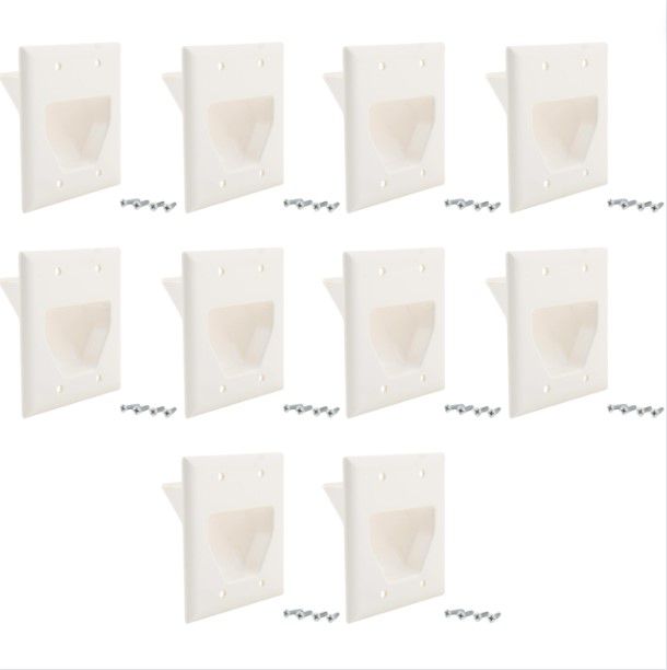 Eaton 35M2W White 2-Gang 1-Cable Thermoplastic Mid-Size Wallplate Cover 10-pack