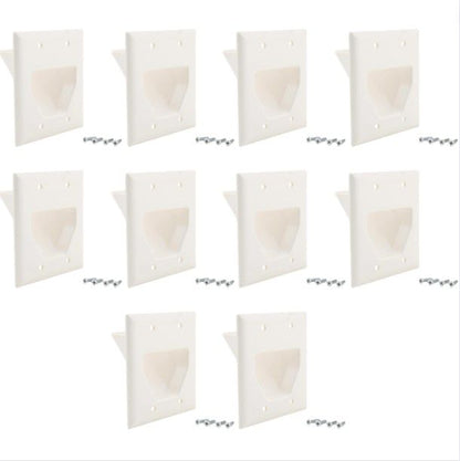 Eaton 35M2W White 2-Gang 1-Cable Thermoplastic Mid-Size Wallplate Cover 10-pack