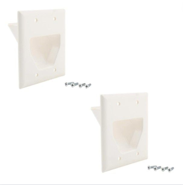 Eaton 35M2W White 2-Gang 1-Cable Thermoplastic Mid-Size Wallplate Cover 2-pack