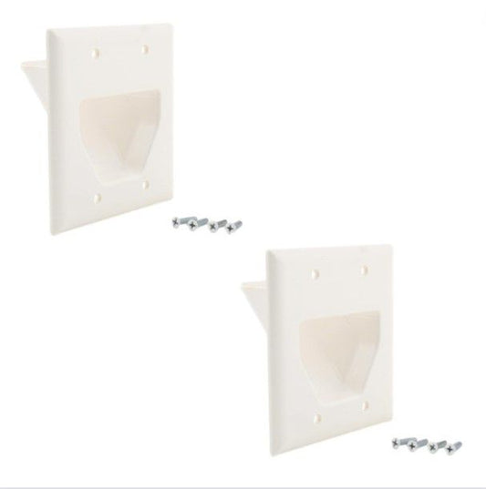 Eaton 35M2W White 2-Gang 1-Cable Thermoplastic Mid-Size Wallplate Cover 2-pack