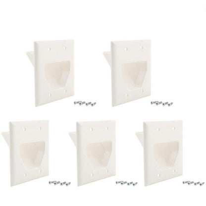 Eaton 35M2W White 2-Gang 1-Cable Thermoplastic Mid-Size Wallplate Cover 5-pack