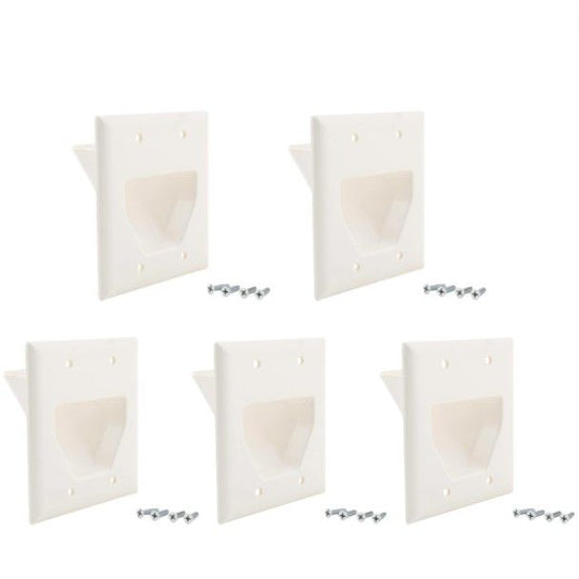 Eaton 35M2W White 2-Gang 1-Cable Thermoplastic Mid-Size Wallplate Cover 5-pack