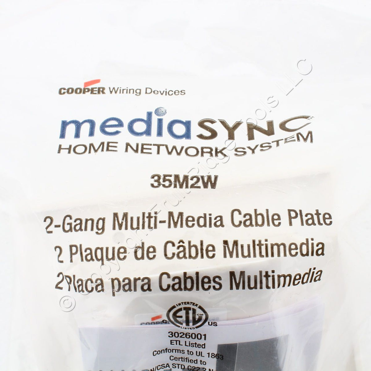 Eaton 35M2W White 2-Gang 1-Cable Thermoplastic Mid-Size Wallplate Cover 10-pack