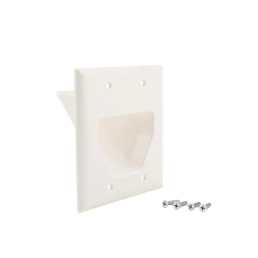 Eaton 35M2W White 2-Gang Audio Video Wire Management Mid-Size Recessed Wallplate