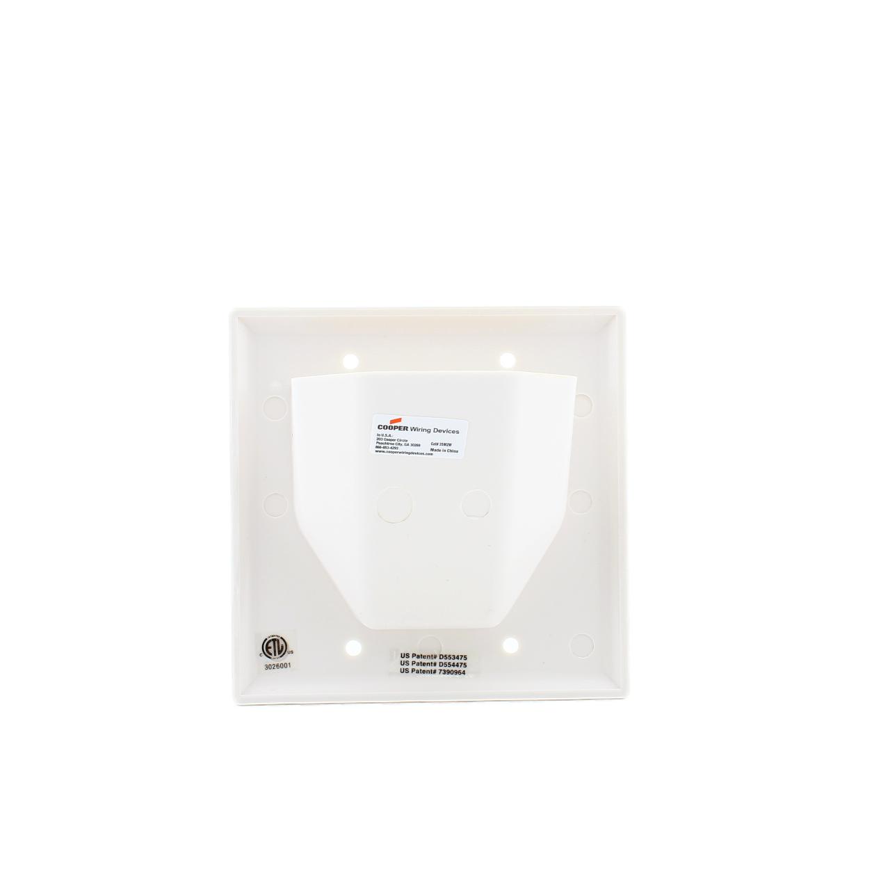 Eaton 35M2W White 2-Gang Audio Video Wire Management Mid-Size Recessed Wallplate