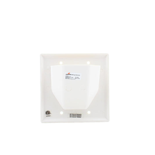 Eaton 35M2W White 2-Gang Audio Video Wire Management Mid-Size Recessed Wallplate