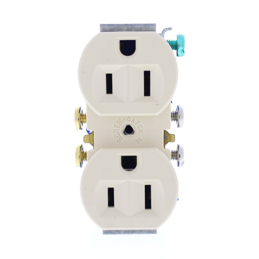 Eaton 4270-5V Ivory 15A Duplex Receptacle Outlet Strapless No Ears Flush 5-15R
