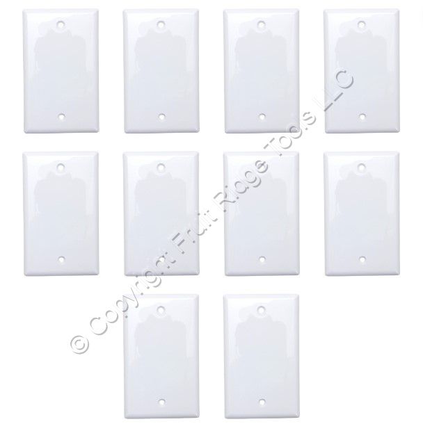 Eaton 5129W White 1-Gang Blank Unbreakable Nylon Wallplate Cover Box Mount 10pcs