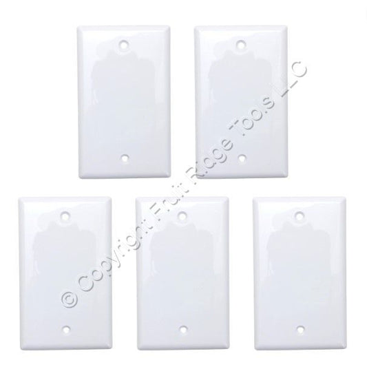 Eaton 5129W White 1-Gang Blank Unbreakable Nylon Wallplate Cover Box Mount 5pcs