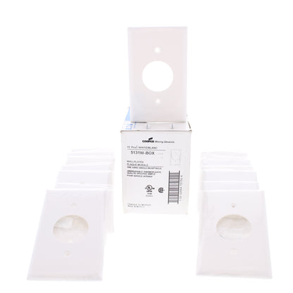 Eaton 5131W White 1-Gang Single 1.406" Receptacle Nylon Wallplate Covers 15-Pack