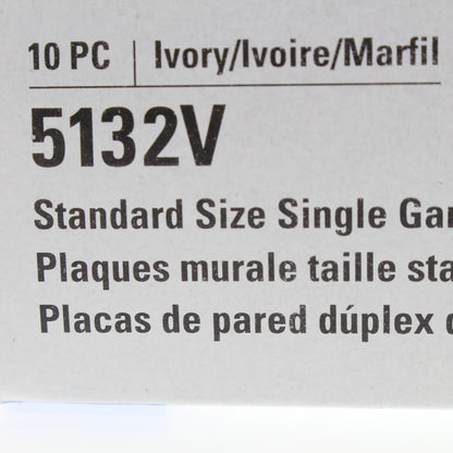 Eaton 5132V Ivory 1-Gang Duplex Unbreakable Nylon Standard Wallplate Cover 10pcs