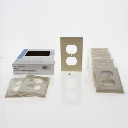 Eaton 5132V Ivory 1-Gang Duplex Unbreakable Nylon Standard Wallplate Cover 10pcs