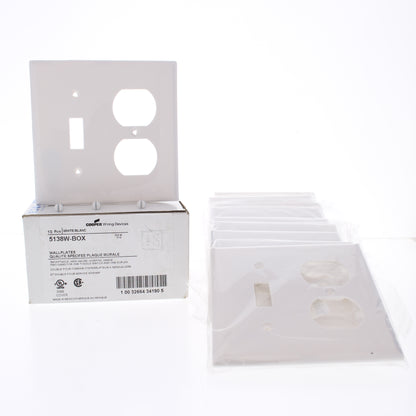 Eaton 5138W White 2-Gang Toggle Duplex Unbreakable Nylon Wallplate Cover 10pcs