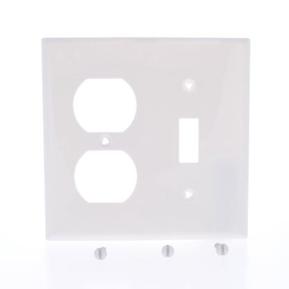 Eaton 5138W White 2-Gang Toggle Switch Duplex Outlet Unbreakable Wallplate Cover