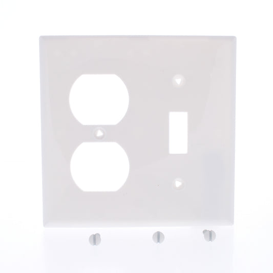 Eaton 5138W White 2-Gang Toggle Switch Duplex Outlet Unbreakable Wallplate Cover