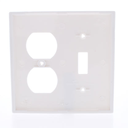 Eaton 5138W White 2-Gang Toggle Switch Duplex Outlet Unbreakable Wallplate Cover