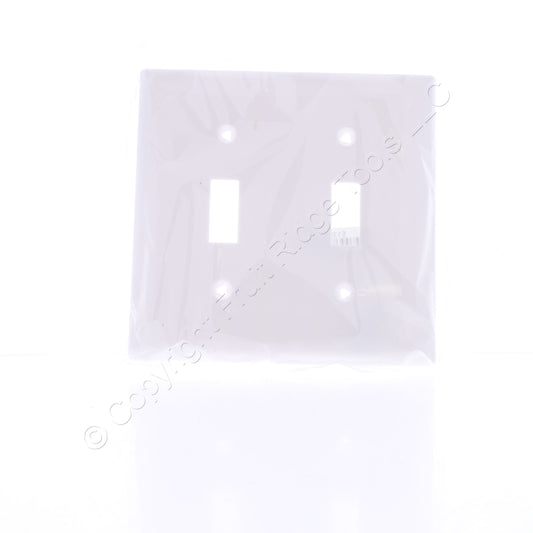 Eaton 5139W White 2-Gang Toggle Unbreakable Nylon Standard Wallplate Cover 10pcs