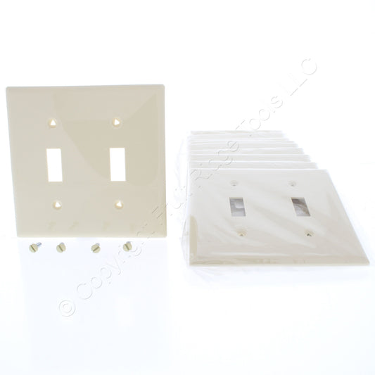 Eaton 5139V Ivory 2-Gang Toggle Unbreakable Nylon Standard Wallplate Cover 10pcs