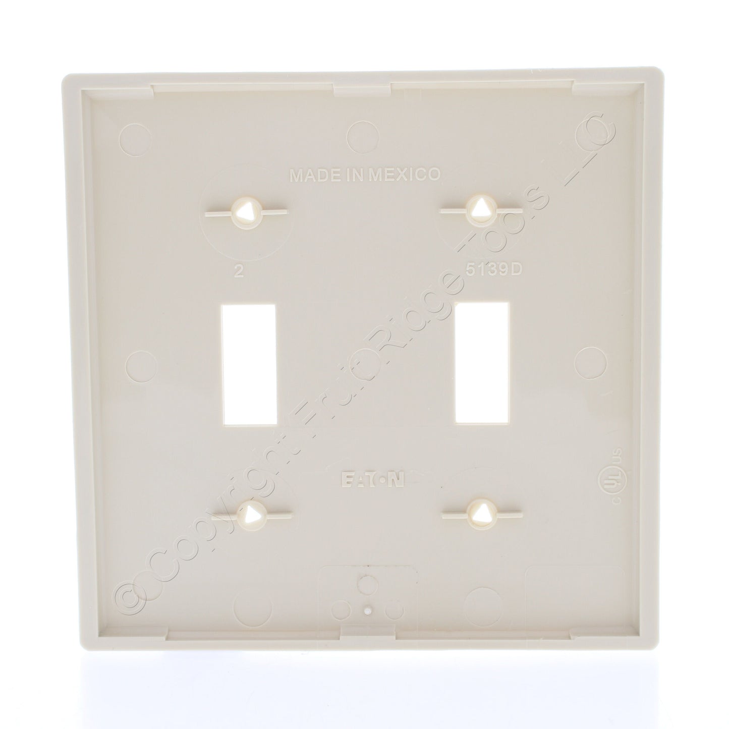 Eaton 5139V Ivory 2-Gang Toggle Unbreakable Nylon Standard Wallplate Cover 10pcs