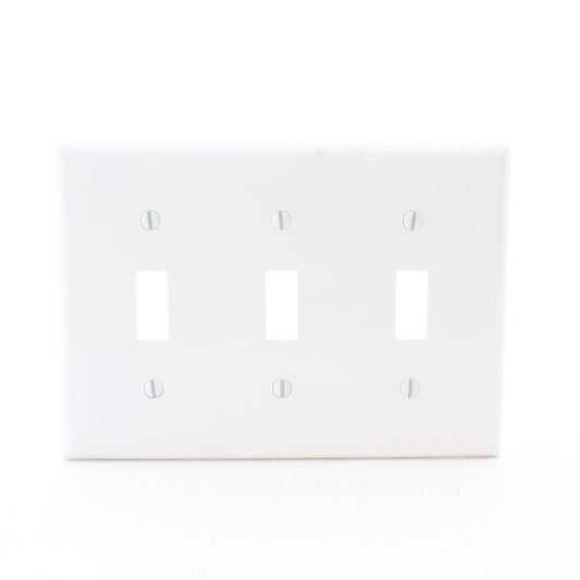 Eaton 5141W White 3-Gang Toggle Switch Unbreakable Standard Wallplate Cover