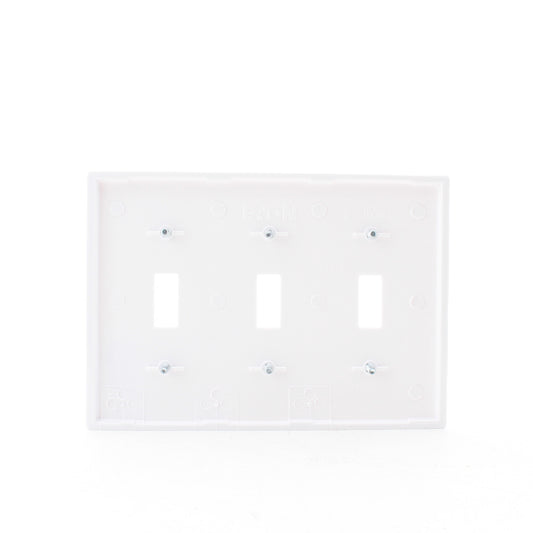Eaton 5141W White 3-Gang Toggle Switch Unbreakable Standard Wallplate Cover