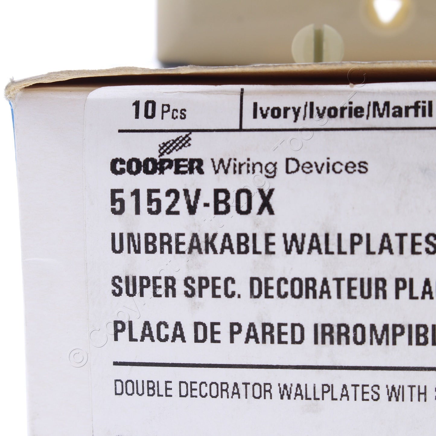 Eaton 5152V Ivory 2-Gang Decorator Unbreakable Standard Wallplate Cover 10pcs