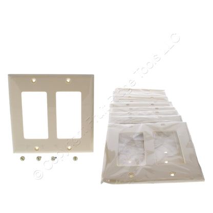Eaton 5152V Ivory 2-Gang Decorator Unbreakable Standard Wallplate Cover 10pcs