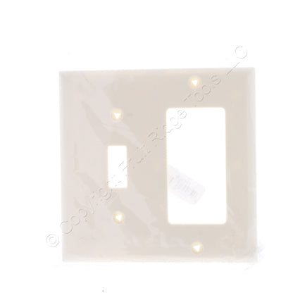 Eaton 5153LA Light Almond 2-Gang Toggle Decorator Unbreakable Wallplate Cover