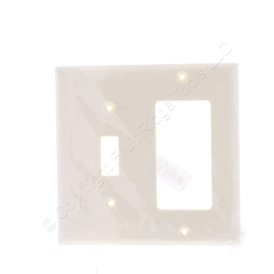 Eaton 5153LA Light Almond 2-Gang Toggle Decorator Unbreakable Wallplate Cover
