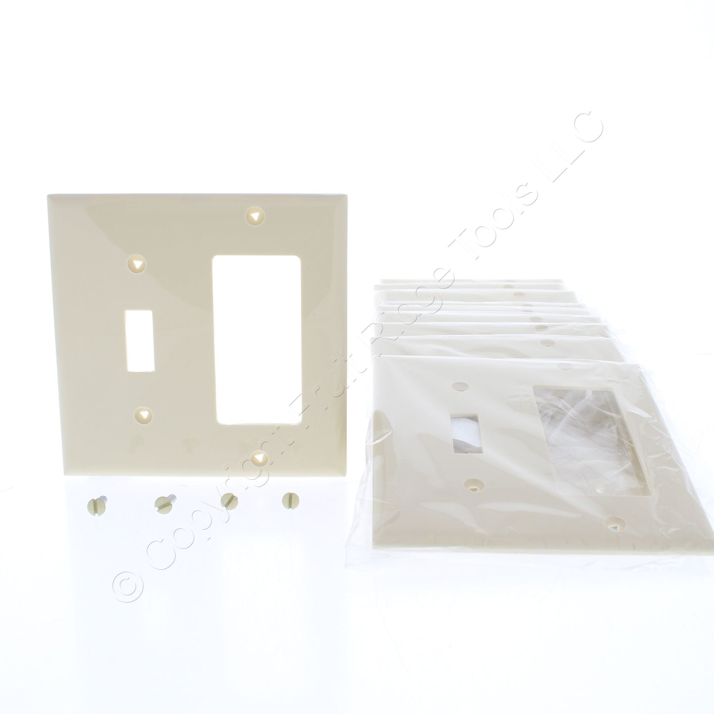 Eaton 5153V Ivory 2-Gang Toggle Switch Decorator GFI Unbreakable Wallplate 10pcs
