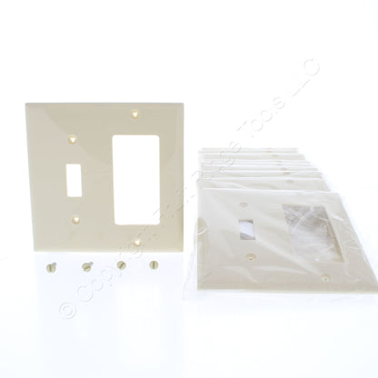 Eaton 5153V Ivory 2-Gang Toggle Switch Decorator GFI Unbreakable Wallplate 10pcs
