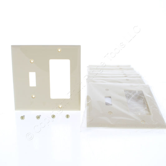Eaton 5153V Ivory 2-Gang Toggle Switch Decorator GFI Unbreakable Wallplate 10pcs