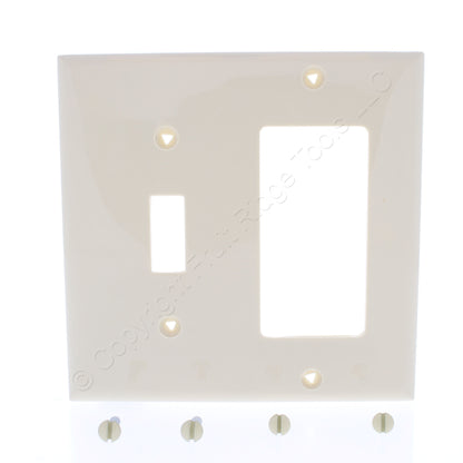 Eaton 5153V Ivory 2-Gang Toggle Switch Decorator GFI Unbreakable Wallplate 10pcs