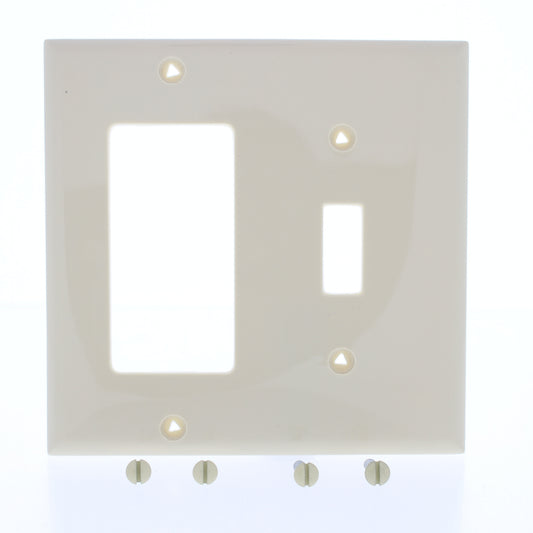Eaton 5153V Ivory 2-Gang Toggle Switch Decorator GFI Unbreakable Nylon Wallplate