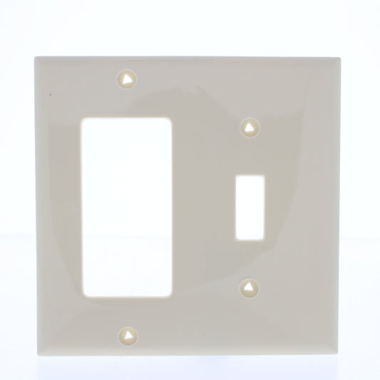 Eaton 5153V Ivory 2-Gang Toggle Switch Decorator GFI Unbreakable Nylon Wallplate