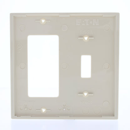 Eaton 5153V Ivory 2-Gang Toggle Switch Decorator GFI Unbreakable Nylon Wallplate