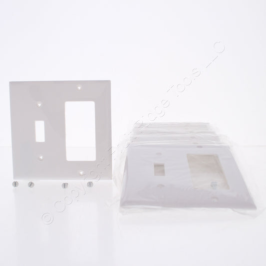 Eaton 5153W White 2-Gang Toggle Switch Decorator GFI Unbreakable Wallplate 10pcs