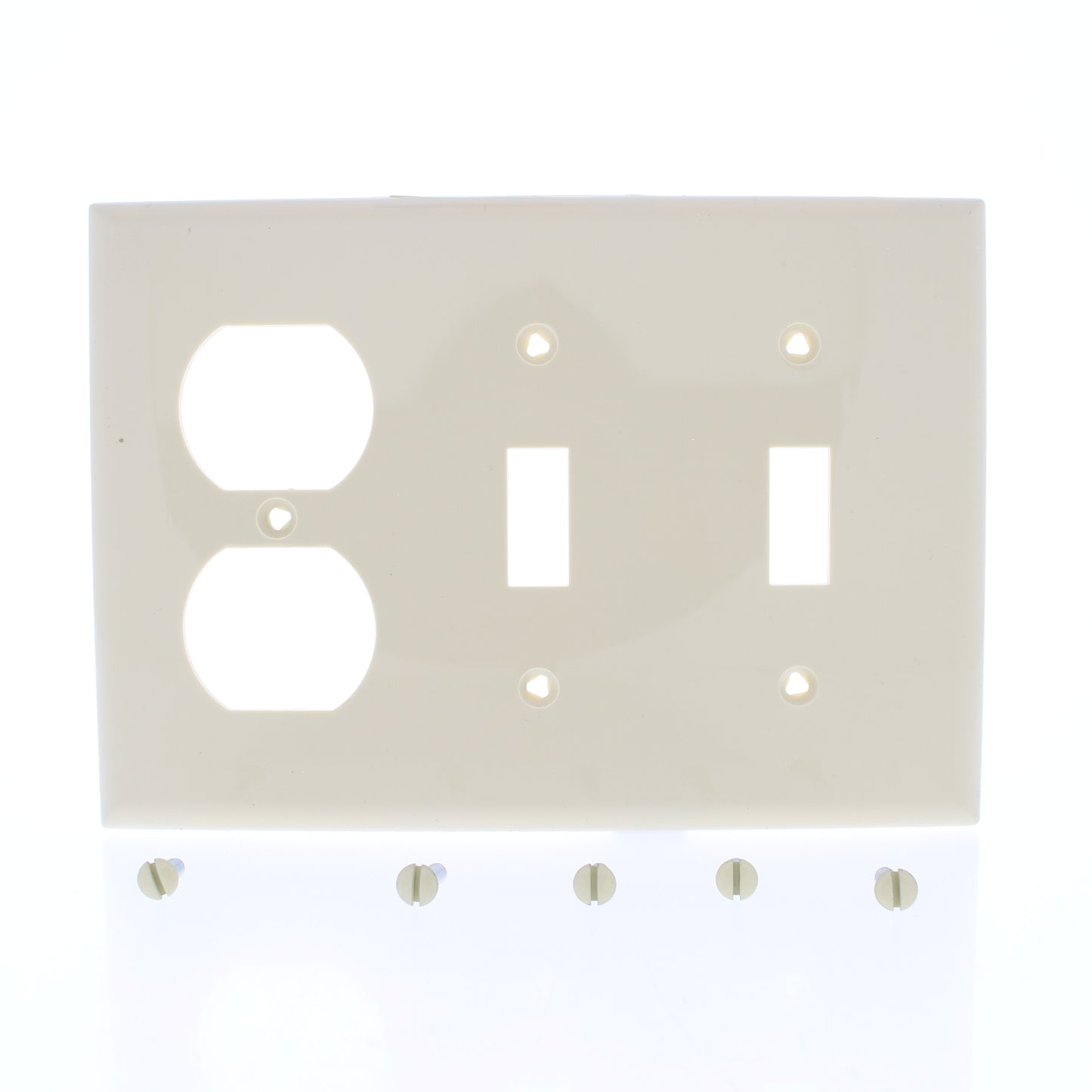 Eaton 5158V Ivory 3-Gang Toggle Switch Duplex Outlet Unbreakable Wallplate Cover
