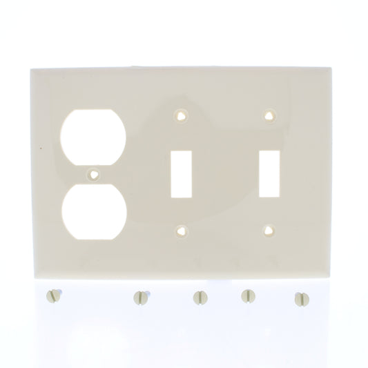 Eaton 5158V Ivory 3-Gang Toggle Switch Duplex Outlet Unbreakable Wallplate Cover