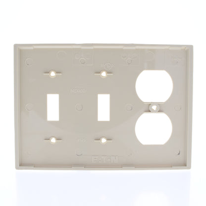 Eaton 5158V Ivory 3-Gang Toggle Switch Duplex Outlet Unbreakable Wallplate Cover