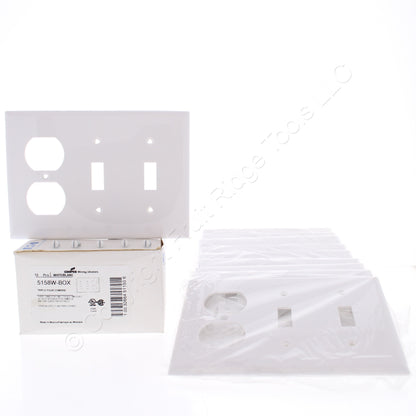 Eaton 5158W White 3-Gang Toggle Duplex Unbreakable Nylon Wallplate Cover 10pcs