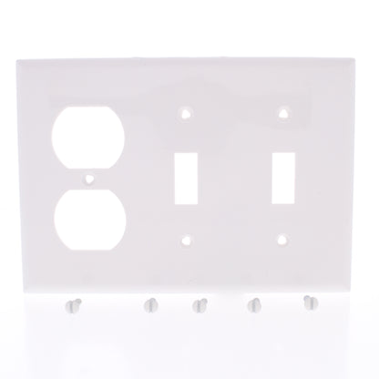 Eaton 5158W White 3-Gang Toggle Switch Duplex Outlet Unbreakable Wallplate Cover