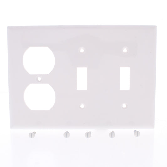 Eaton 5158W White 3-Gang Toggle Switch Duplex Outlet Unbreakable Wallplate Cover
