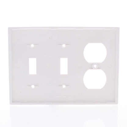 Eaton 5158W White 3-Gang Toggle Switch Duplex Outlet Unbreakable Wallplate Cover