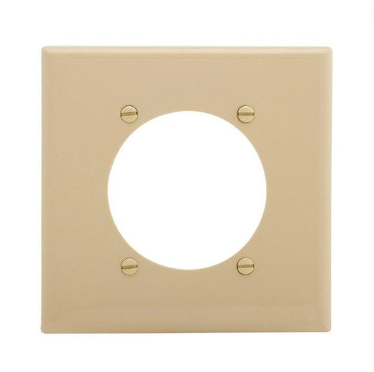 Eaton 5169V Ivory 2-Gang Power Outlet 2.47" Hole Unbreakable Standard Wallplate
